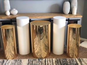 Mirror Gold Round Display Cylinder Plinths