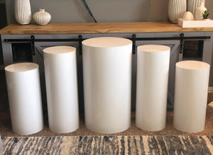 White Round Display Cylinder Plinths