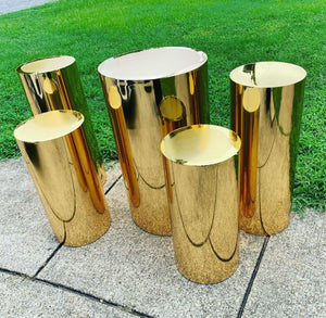 Mirror Gold Round Display Cylinder Plinths