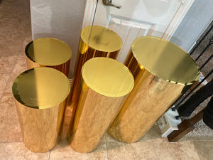 Mirror Gold Round Display Cylinder Plinths