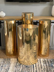 Mirror Gold Round Display Cylinder Plinths